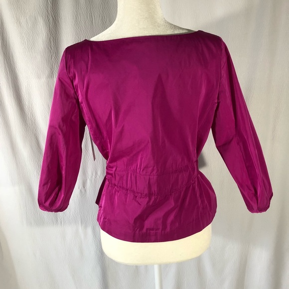 NWT Theory Electric Pink Taffeta 3/4 Sleeve Top - Picture 5 of 8
